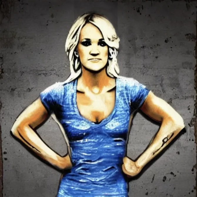 Carrie-Underwood in the style of Banksy     10